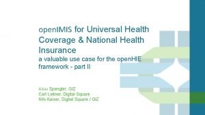 open IMIS for Universal Health Coverage National Health