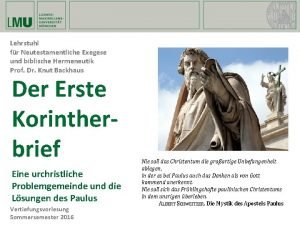 Lehrstuhl fr Neutestamentliche Exegese und biblische Hermeneutik Prof
