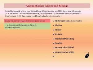 Median und arithmetisches mittel