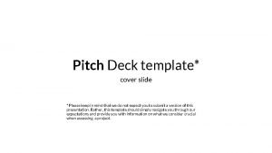 Pitch deck cover slide