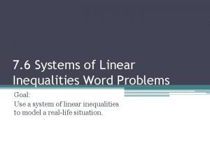 System of linear inequalities word problems