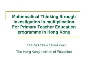 Multiplication investigation Multiplication investigation