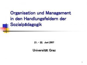 Organisation und Management in den Handlungsfeldern der Sozialpdagogik