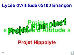 Lyce dAltitude 05100 Brianon Projet Horloges dAltitude Projet