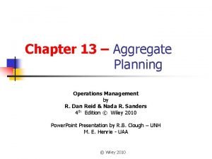 Aggregate operation plan of resources for a restaurant