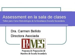 Assessment en la sala de clases Taller para