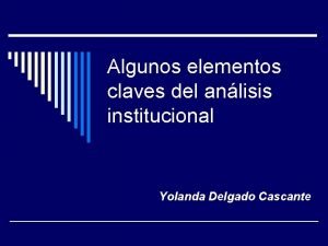Elementos del análisis institucional