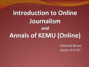 Introduction to online journalism