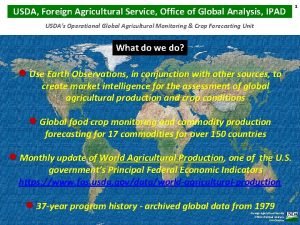 USDA Foreign Agricultural Service Office of Global Analysis