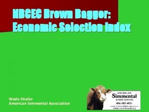 NBCEC Brown Bagger Economic Selection Index Wade Shafer