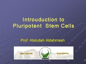 Introuduction to Pluripotent Stem Cells Prof Abdullah Aldahmash