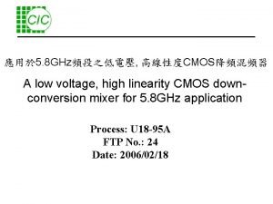 5 8 GHz CMOS A low voltage high