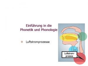 Einfhrung in die Phonetik und Phonologie Luftstromprozesse Luftstromprozess