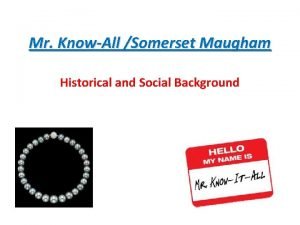 Mr. know-all w. somerset maugham