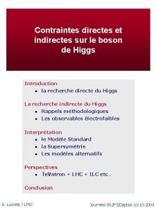 Contraintes directes et indirectes sur le boson de