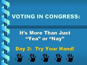 VOTING IN CONGRESS Its More Than Just Yea