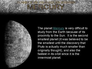 Introduction of mercury
