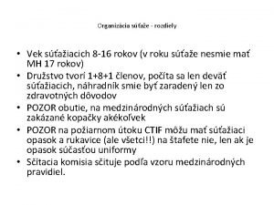 Organizcia sae rozdiely Vek saiacich 8 16 rokov