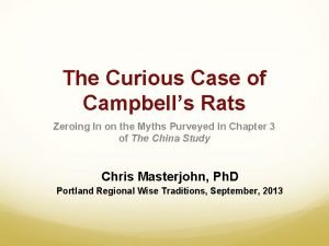 The Curious Case of Campbells Rats Zeroing In
