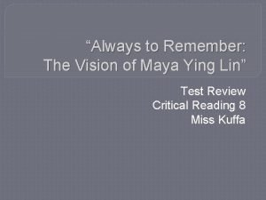 The vision of maya ying lin