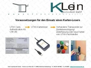 Voraussetzungen fr den Einsatz eines KartenLesers UTAX Card