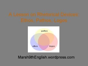 A Lesson on Rhetorical Devices Ethos Pathos Logos