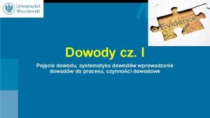 Dowody cz I Pojcie dowodu systematyka dowodw wprowadzanie