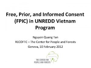 Free Prior and Informed Consent FPIC in UNREDD
