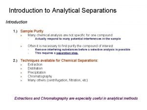 Introduction to analytical separations