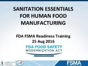 Essentials of food sanitation