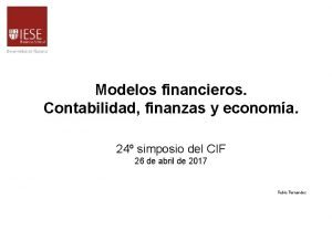 Modelos financieros Contabilidad finanzas y economa 24 simposio