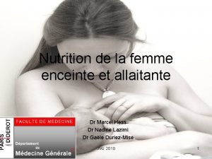 Nutrition de la femme enceinte et allaitante Dr