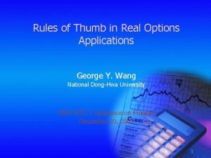 Irr rules of thumb