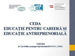 CEDA EDUCAIE PENTRU CARIER I EDUCAIE ANTREPRENORIAL 13