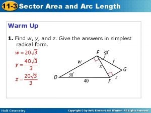 11-3 practice b sector area and arc length