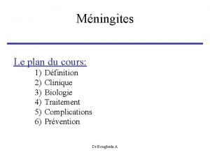 Mningites Le plan du cours 1 Dfinition 2