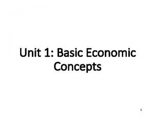 Unit 1 Basic Economic Concepts 1 Scarcity Means