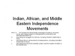 Indian African and Middle Eastern Independence Movements WHII