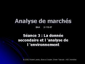 Analyse de marchs BAA 2 115 97 Sance