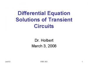 Transient solution differential equations