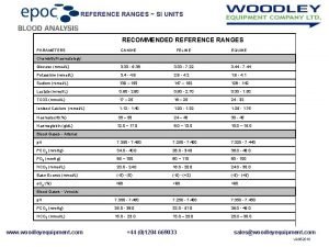 REFERENCE RANGES SI UNITS PARAMETERS RECOMMENDED REFERENCE RANGES