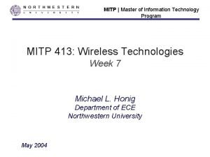 MITP Master of Information Technology Program MITP 413