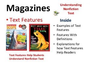 Magazines Understanding Nonfiction Text Text Features Inside Text