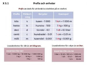 X 3 1 Prefix och enheter Prefix anvnds