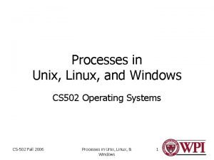 Processes in Unix Linux and Windows CS 502