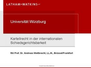 Universitt Wrzburg Kartellrecht in der internationalen Schiedsgerichtsbarkeit RA