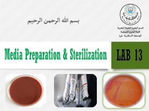 Media Preparation Sterilization v A medium is sterilized