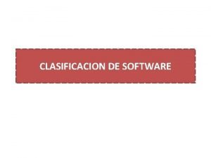 Software de sistema clasificacion