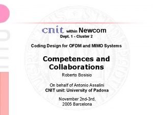 Newcom within Dept 1 Cluster 2 Coding Design