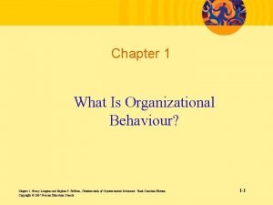 Organizational behaviour chapter 1